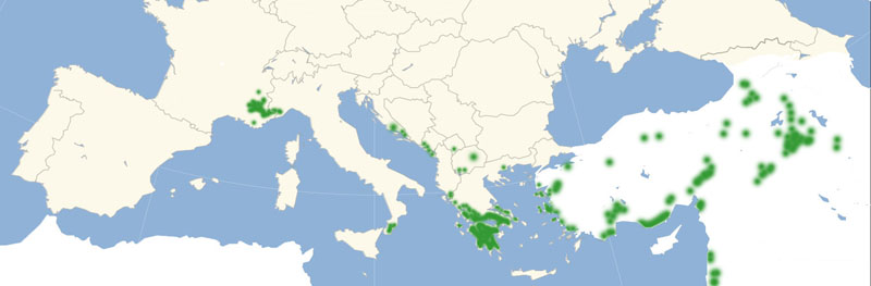 Alexanor syddeuropisk udbredelseskort lavet af; Lars Andersen maj 2020