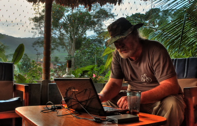 Lars Andersen working on the Jatata inn hotel, Caranavi, Yungas. d. 18 january 2010. Photographer: Lars Andersen