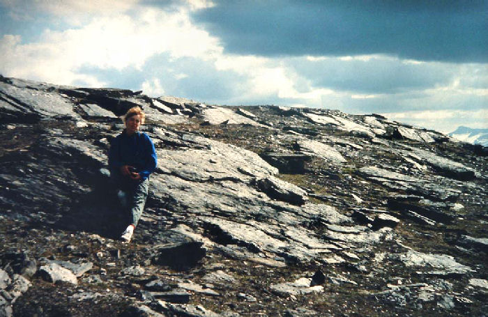  Lisbeth p toppen af bjerget, lokalitet for Clossiana improba, Gohpascurro 1400 m. 8/7 1985. Fotograf: Lars Andersen