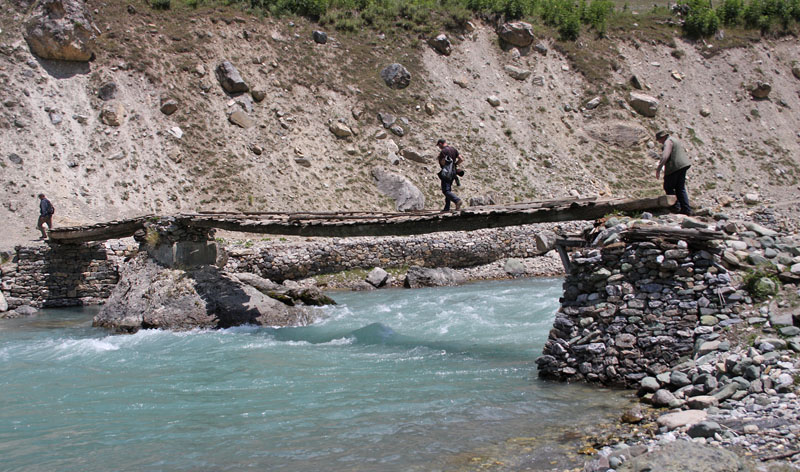 Bridge at Anganwadi Village, Sonamarg, Kashmir, India 24. July 2016. Photographer; Erling Krabbe