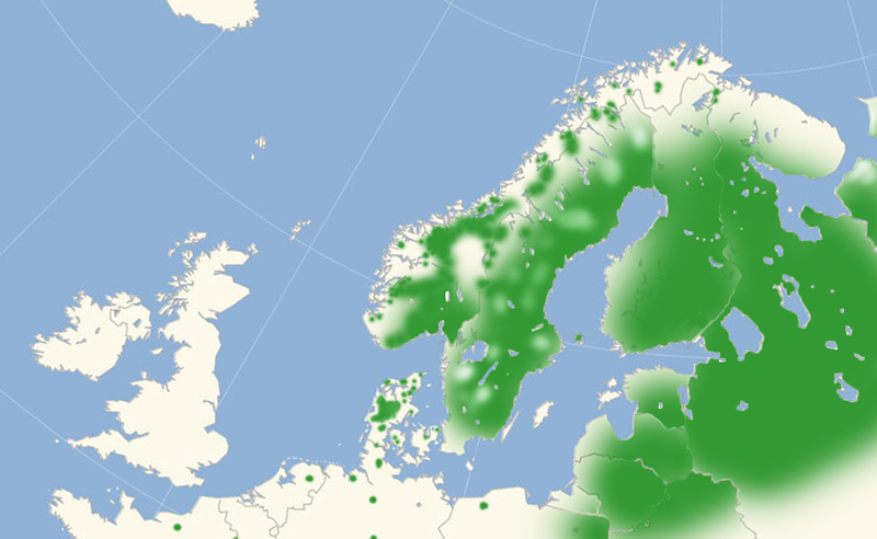 Moseperlemorsommerfugl Nordeuropisk udbredelseskort lavet af Lars Andersen januar 2017.