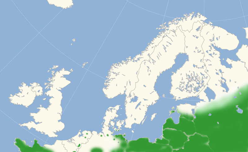 Nordeuropæisk udbredelseskort lavet af Lars Andersen januar 2017