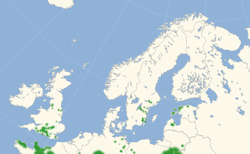 Terningsommerfugl norduropisk udbredelseskort lavet af Lars Andersen februar 2017.