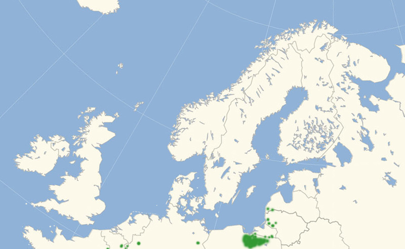 Marmoreret Perlemorsommerfugl nordeuropisk udbredelseskort lavet af Lars Andersen oktober 2017.