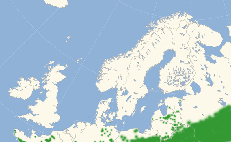 Violet Perlemorsommerfugl nordeuropisk udbredelseskort lavet af Lars Andersen i august 2017 