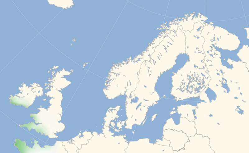 Amerikansk Tidselsommerfugl Nordeuropisk udbredelseskort lavet af Lars Andersen oktober 2017