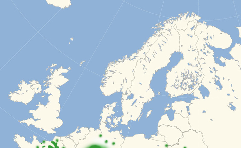 Sydlig Hsommerfugl nordeuropisk udbredelseskort lavet af Lars Andersen august 2017