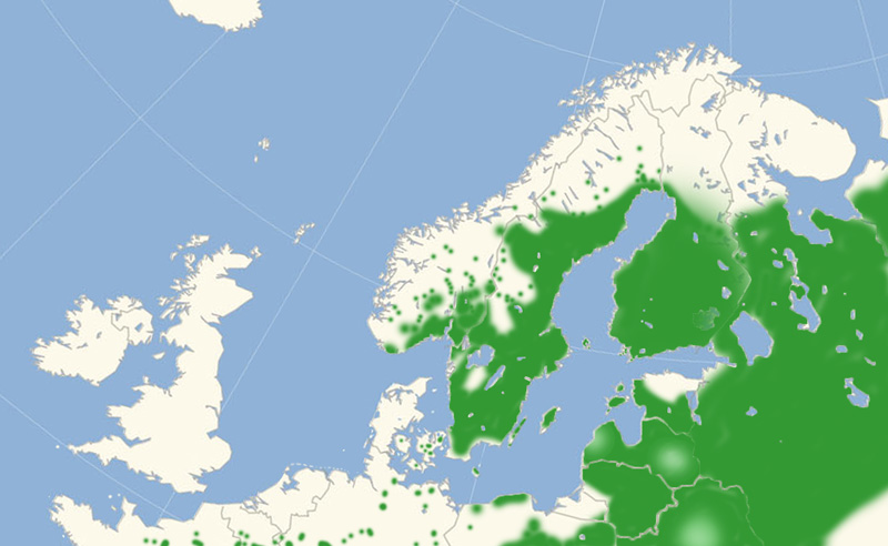 Engperlemorsommerfugl nordeuropisk udbredelseskort lavet af Lars Andersen i july 2017 